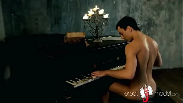 Hot Hot young man with erect dick and nice butt strips naked playing the piano warm Videos