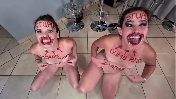 Hot Two stupid sluts full of messy body writing humiliating themselves warm Videos