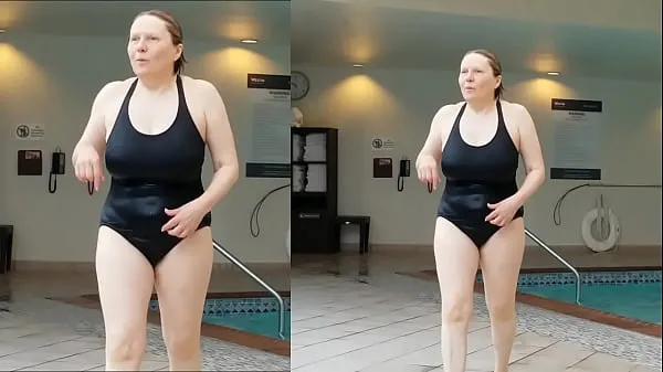 Hot Sexy Grandma is Sexy at 66 in a black swimsuit warm Videos