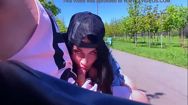 Hot Sucked cock on the street in the park to a stranger and got a lot of hot cum in her mouth warm Videos