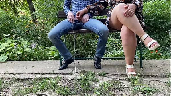 Hot Gorgeous stranger holds my cock while I pee in the park warm Videos